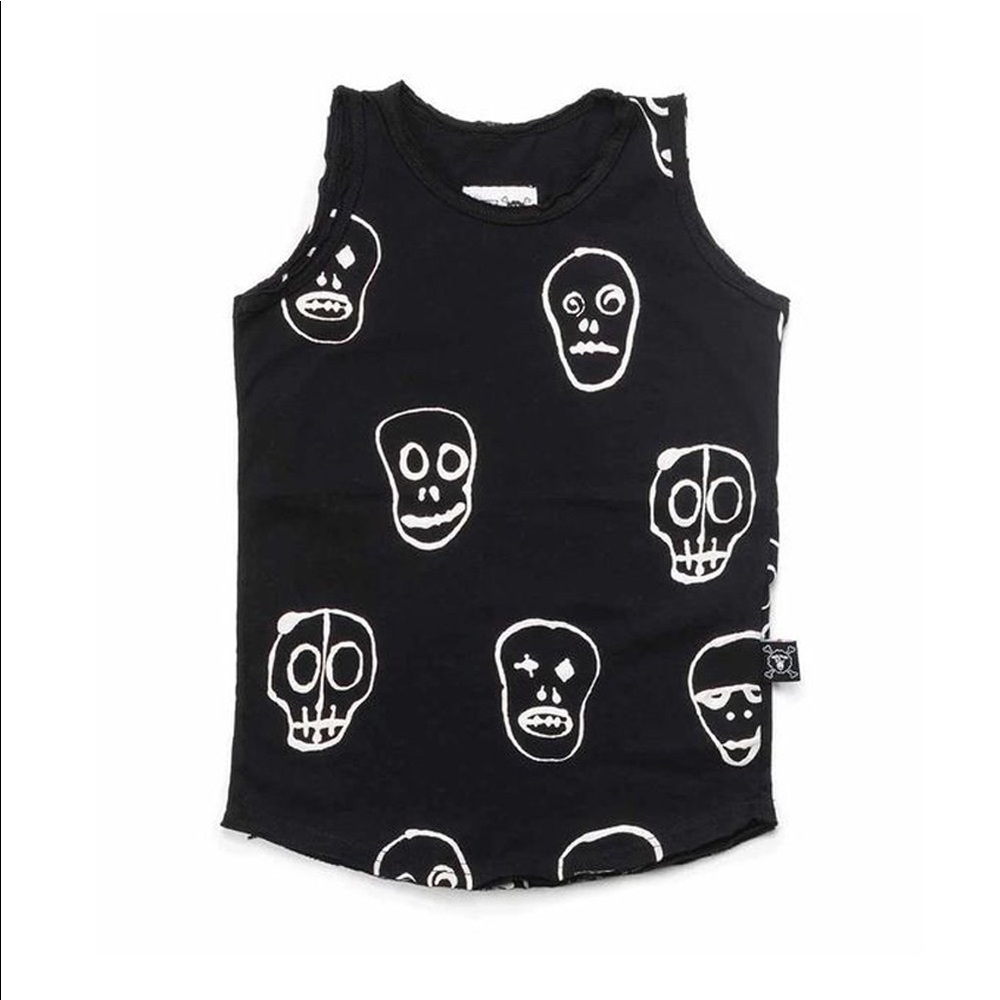Nununu kids skull mask black tank top